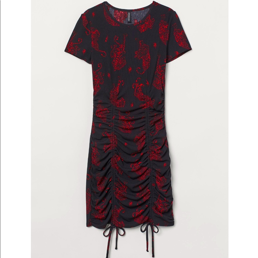 Drawstring Dress - Tiger Print Small